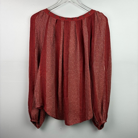 Free People Against All Odds Desert Sun Blouse Grommet V-Neck - Picture 4 of 7